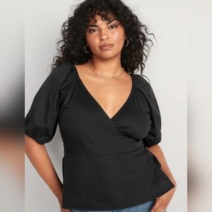 OLD NAVY PUFF SLEEVE WRAP TOP NWT!